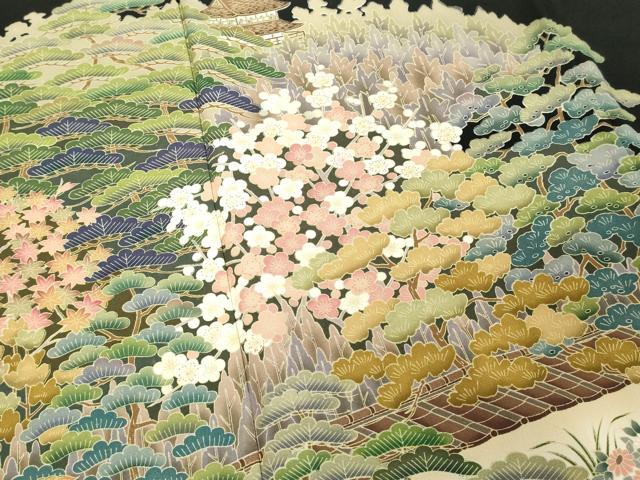 平和屋着物■豪華黒留袖 作家物 風景文 正絹 逸品 DABF4479cd