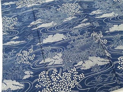 平和屋着物■上質な小紋 紬地 流水風景文 正絹 逸品 DABF4480cd