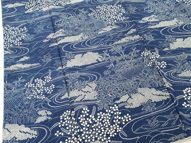 平和屋着物■上質な小紋 紬地 流水風景文 正絹 逸品 DABF4480cd