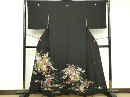 平和屋着物■豪華黒留袖 作家物 草花文 金彩 正絹 逸品 DABF4486cd