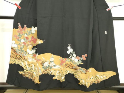 平和屋着物■豪華黒留袖　作家物　花鳥文　正絹　逸品　DABF4487cd