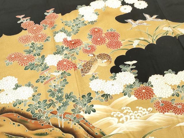 平和屋着物■豪華黒留袖　作家物　花鳥文　正絹　逸品　DABF4487cd