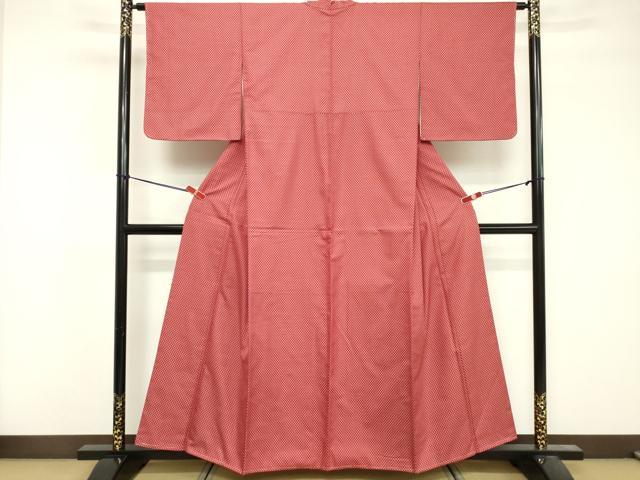 平和屋着物■上質なお召 井桁絣文様 正絹 逸品 未使用 DABF4488cd