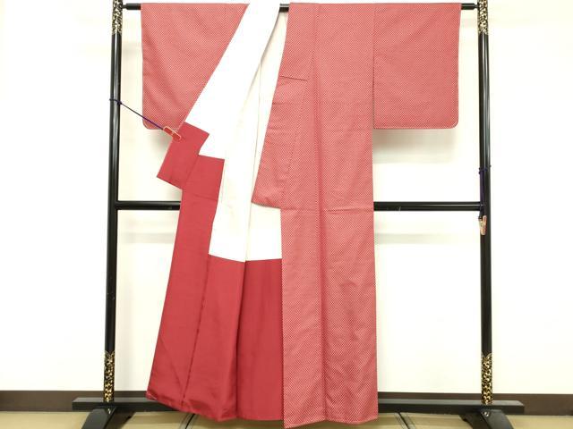 平和屋着物■上質なお召 井桁絣文様 正絹 逸品 未使用 DABF4488cd