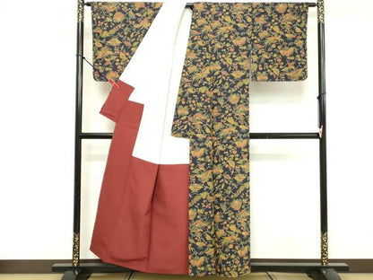 平和屋着物■上質な小紋 紬地 花鳥文 正絹 逸品 DABF4495cd
