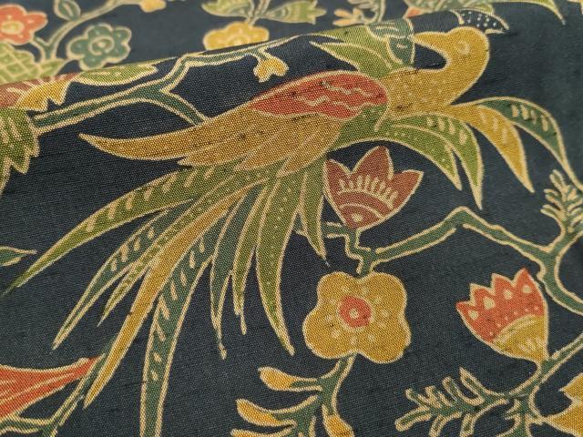 平和屋着物■上質な小紋 紬地 花鳥文 正絹 逸品 DABF4495cd