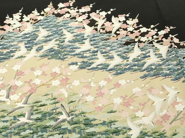 平和屋着物■豪華黒留袖 作家物 枝花文 鴛鴦 暈し染め 金彩 正絹 逸品 DABF4498cd
