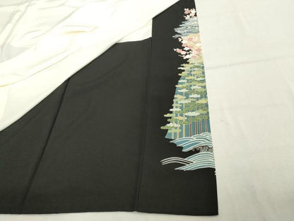平和屋着物■豪華黒留袖 作家物 枝花文 鴛鴦 暈し染め 金彩 正絹 逸品 DABF4498cd