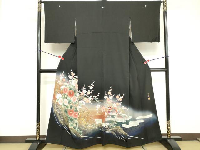 平和屋着物■豪華黒留袖 鴛鴦 暈し染め 金彩 正絹 逸品 DABF4499cd