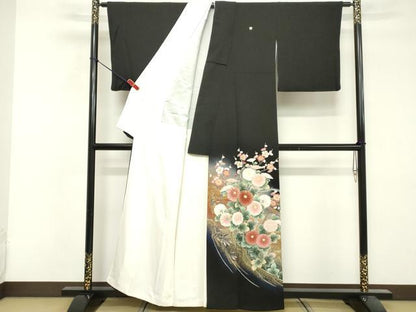 平和屋着物■豪華黒留袖 鴛鴦 暈し染め 金彩 正絹 逸品 DABF4499cd