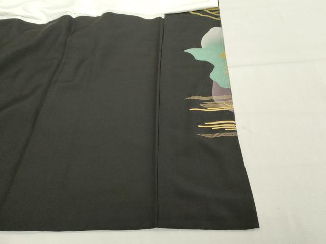 平和屋着物■豪華黒留袖 作家物 駒刺繍 扇面吉祥花文 鼓 暈し染め 金彩 正絹 逸品 DABF4501cd