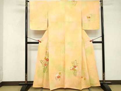 平和屋着物■訪問着　草花文　暈し染め　正絹　逸品　DABF4511cd