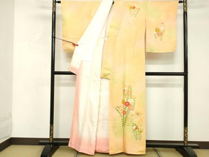 平和屋着物■訪問着　草花文　暈し染め　正絹　逸品　DABF4511cd