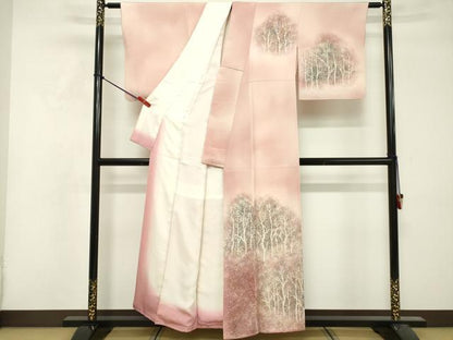 平和屋着物■訪問着　枝葉文　暈し染め　正絹　逸品　DABF4512cd