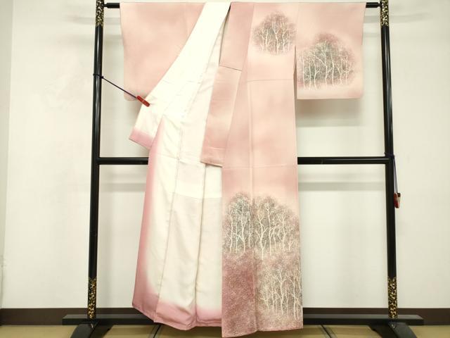 平和屋着物■訪問着　枝葉文　暈し染め　正絹　逸品　DABF4512cd