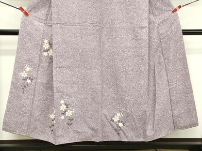平和屋着物■訪問着　紬地　刺繍　枝花文　たたき染め　正絹　逸品　DABF4516cd