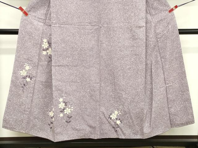 平和屋着物■訪問着　紬地　刺繍　枝花文　たたき染め　正絹　逸品　DABF4516cd