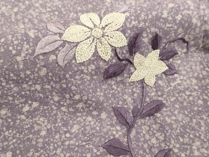 平和屋着物■訪問着　紬地　刺繍　枝花文　たたき染め　正絹　逸品　DABF4516cd