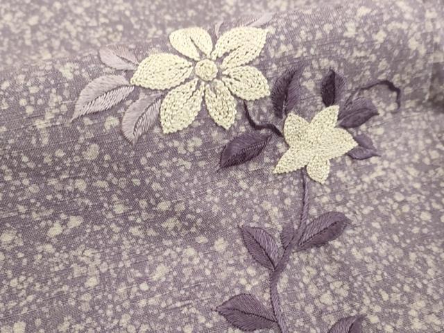 平和屋着物■訪問着　紬地　刺繍　枝花文　たたき染め　正絹　逸品　DABF4516cd