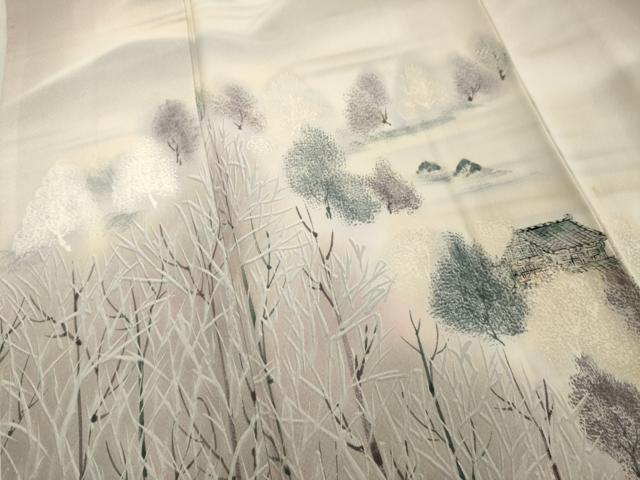 平和屋着物■訪問着　手描き　重ね山風景文　暈し染め　正絹　逸品　DABF4520cd