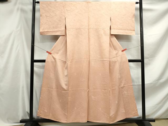 平和屋着物■上質な色無地　立波花丸地紋　水柿色　正絹　逸品　DABF4521qa