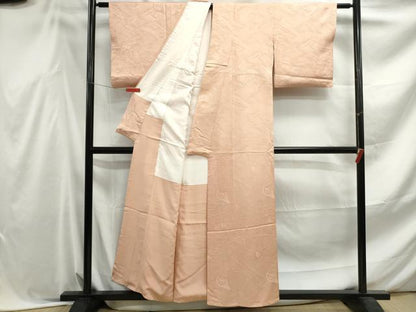 平和屋着物■上質な色無地　立波花丸地紋　水柿色　正絹　逸品　DABF4521qa