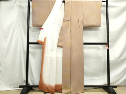 平和屋着物■上質な小紋　霞文　暈し染め　鬼しぼ縮緬　正絹　逸品　DABF4524qa