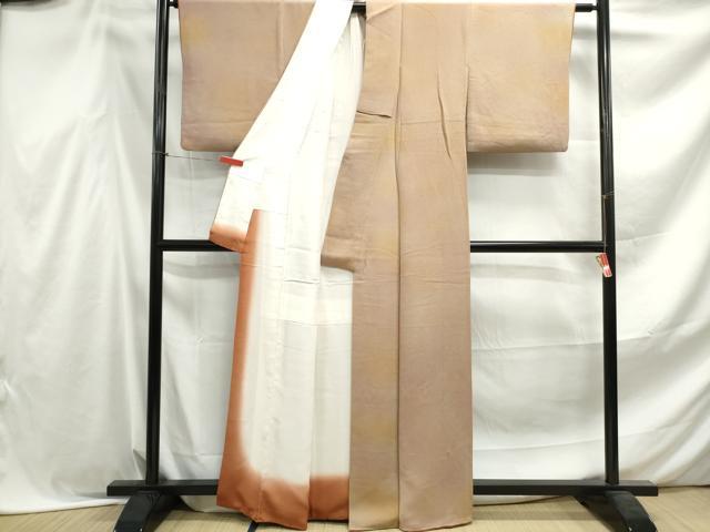 平和屋着物■上質な小紋　霞文　暈し染め　鬼しぼ縮緬　正絹　逸品　DABF4524qa