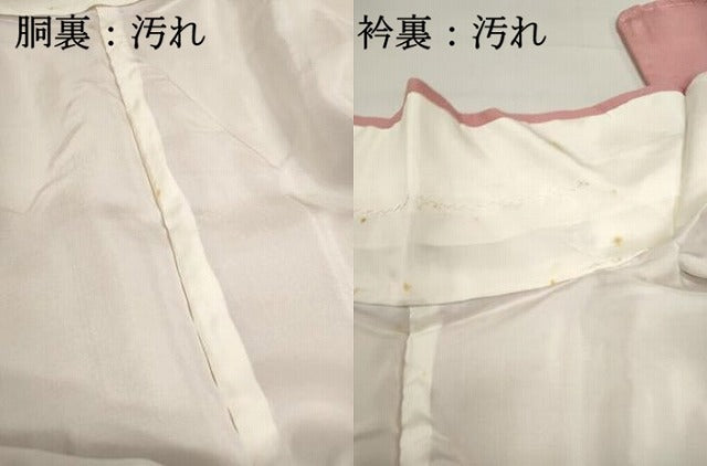 平和屋着物■上質な色無地　松竹梅　珊瑚色　ロング丈　正絹　逸品　DABF4527qa