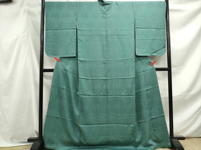 平和屋着物●上質な色無地　草花地紋　薄緑色　正絹　逸品　未使用　CABE2584yc 平和屋着物□上質な色無地 草花地紋 若竹色 正絹 逸品 未使用