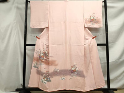 平和屋着物■訪問着　片輪車花文　暈し染め　金彩　正絹　逸品　DABF4534qa