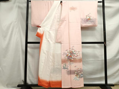 平和屋着物■訪問着　片輪車花文　暈し染め　金彩　正絹　逸品　DABF4534qa