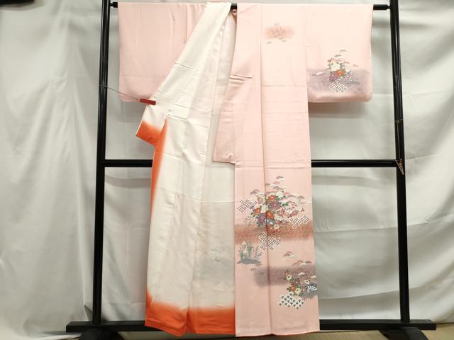 平和屋着物■訪問着　片輪車花文　暈し染め　金彩　正絹　逸品　DABF4534qa