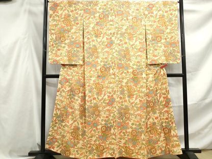 平和屋着物■上質な小紋　御所車笹花文　金彩　正絹　逸品　DABF4535qa
