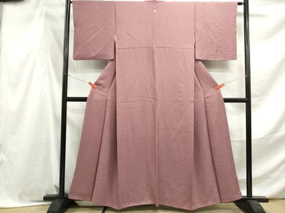 平和屋着物■上質な色無地　ふくれ織　霞地紋　蘇芳香色　正絹　逸品　DABF4537qa