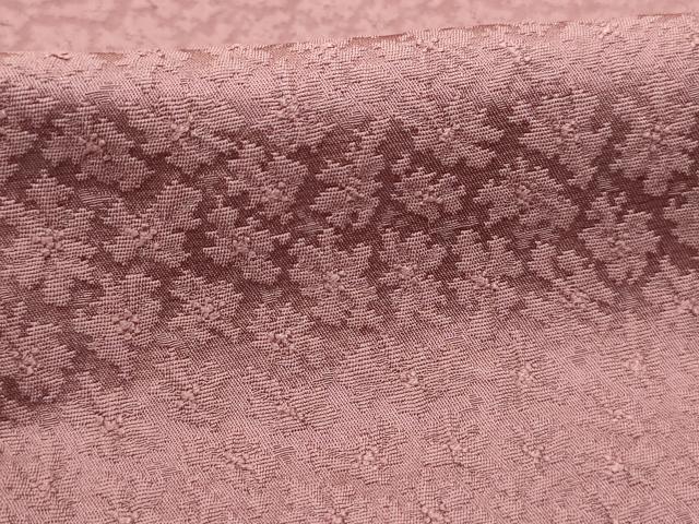 平和屋着物■上質な色無地　ふくれ織　霞地紋　蘇芳香色　正絹　逸品　DABF4537qa