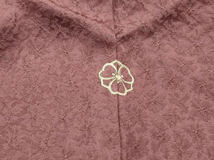 平和屋着物■上質な色無地　ふくれ織　霞地紋　蘇芳香色　正絹　逸品　DABF4537qa