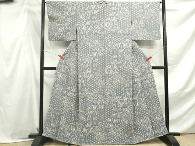 平和屋着物■上質な小紋　更紗花文　正絹　逸品　DABF4549qa