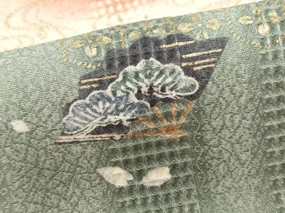平和屋着物■上質な小紋　ふくれ織　扇面舞花文　暈し染め　金彩　やまと誂製　正絹　逸品　DABF4551qa