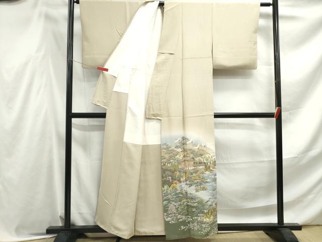平和屋着物■豪華色留袖　友禅　作家物　飛鶴風景文　暈し染め　正絹　逸品　DABF4553qa