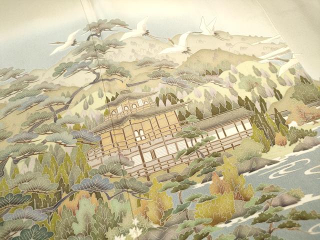平和屋着物■豪華色留袖　友禅　作家物　飛鶴風景文　暈し染め　正絹　逸品　DABF4553qa