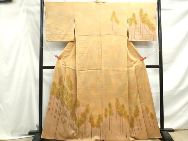 平和屋着物■訪問着　手描き　樹林文　暈し染め　正絹　逸品　DABF4555qa