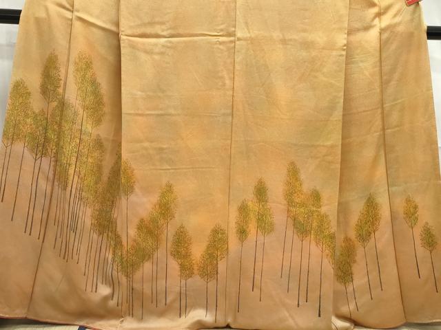 平和屋着物■訪問着　手描き　樹林文　暈し染め　正絹　逸品　DABF4555qa