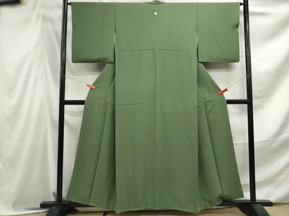 平和屋着物■上質な色無地　柳染色　正絹　逸品　DABF4559qa