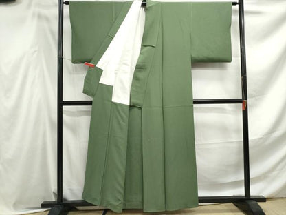 平和屋着物■上質な色無地　柳染色　正絹　逸品　DABF4559qa