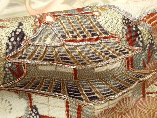 平和屋着物■豪華黒留袖　駒刺繍　地紙風景花文　暈し染め　金彩　正絹　逸品　DABF4573qa