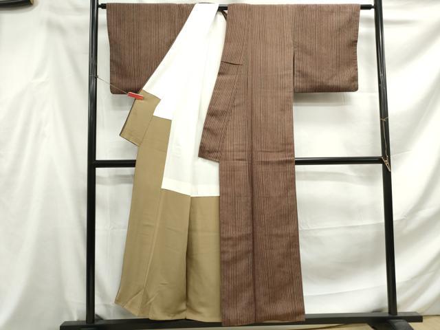 平和屋着物■上質な小紋　間道　正絹　逸品　DABF4583qa