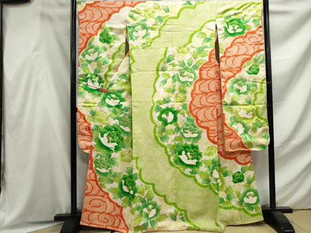 平和屋着物■豪華振袖　駒刺繍　絞り　枝花文　金彩　正絹　逸品　DABF4593qa