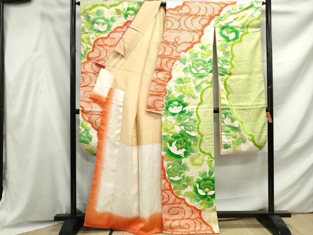 平和屋着物■豪華振袖　駒刺繍　絞り　枝花文　金彩　正絹　逸品　DABF4593qa