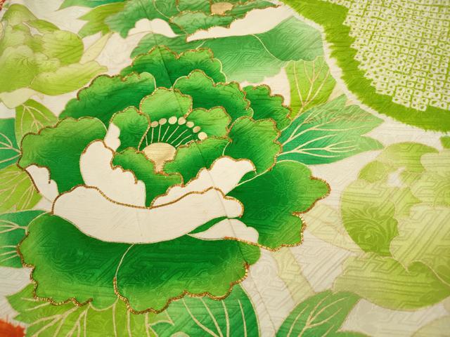 平和屋着物■豪華振袖　駒刺繍　絞り　枝花文　金彩　正絹　逸品　DABF4593qa